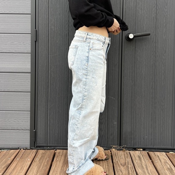 Tilly's wide legged jeans size 10 deconstruct light destroy wash cotton stretch - Picture 10 of 11